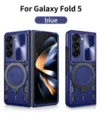 Schutzhülle kompatibel mit Samsung Galaxy Z Fold 5 blaue Handyhülle mit Magnetständer - Saphirblau