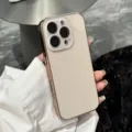 Solid color electroplated glass phone case for iPhone, full cover anti-drop hard back cover - Gold / iPhone17promax