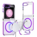 Transparente magnetische Schutzhülle mit lila Rahmen kompatibel für Samsung Galaxy Z Flip Serie - Violett Doppelfarbe Transparent Magnetisch Serie