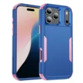 Funda protectora resistente de doble capa con diseño a prueba de caídas en azul y rosa para iPhone. - Azul Real y Rosa