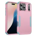 Funda protectora resistente rosa y azul para iPhone, carcasa antichoc de doble capa. - Rosa y Verde Grisáceo