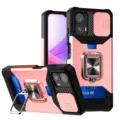 Λεπτομερής προβολή θήκης Moto G με θήκη καρτών, συρόμενο κάλυμμα κάμερας και βάση δακτυλίου. - Ροζ χρυσό