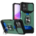 Θήκη προστασίας Motorola Moto G με συρόμενο κάλυμμα κάμερας θήκη καρτών και βάση δαχτυλιδιού. - Πράσινο