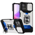 Ανθεκτική θήκη για Motorola με συρόμενο κάλυμμα κάμερας βάση δαχτυλίδι και θήκη καρτών. - Ασημί