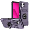 Funda de teléfono morada resistente con soporte de anillo y ranura para tarjeta antichoque - MOTO G 5G 2023 / Púrpura