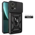 Funda protectora con cubierta deslizante para cámara y anillo soporte para Moto G85 5G negro - Negro / MOTO G86