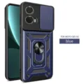 Funda protectora resistente para Moto G85 5G con cubierta de cámara y soporte de anillo azul - Azul / MOTO G86