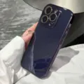 Minimalist solid color electroplated glossy glass phone case compatible with iPhone, drop proof. - Dark Purple