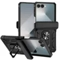 Stevige schokbestendige telefoonhoes met ringstandaard en riemclip holster voor foldables. - Zwart / Z Flip 7