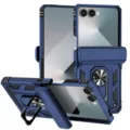 Robuuste blauwe beschermhoes met ringhouder en riemclip-holster voor smartphones. - Blauw / Z Flip 7