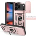 Funda protectora resistente para iPhone 17 Pro Max con cubierta de cámara y soporte de anillo. - Rosa oro