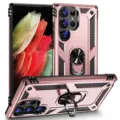 Funda protectora rosa robusta con soporte de anillo de metal y diseño de cámara. - Rosa oro