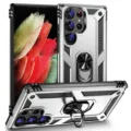Funda protectora de armadura resistente con soporte de anillo plateado anticaída - S26plus / Plateado