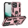 Pink military armor phone case with ring stand heavy duty drop-proof protective cover sku - Rose Gold