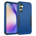 Vista detallada de una funda protectora de doble capa robusta con recortes precisos en azul. - Azul Real y Negro