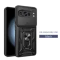 Ανθεκτική θήκη για Google Pixel 9 Pro με κάλυμμα κάμερας και βάση δαχτυλιδιού μαύρο - Pixel 9A / Μαύρο
