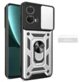 Fundas protectora resistente con cubierta de cámara y soporte de anillo para Moto G85 5G plata - Plateado / MOTO G86