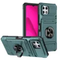 Funda de teléfono resistente verde azulado con soporte de anillo metálico variante estuche - Verde