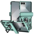 Rugged mint green phone case with ring stand and belt clip for foldable smartphone. - Dark Green