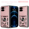 Funda protectora para Google Pixel 9 Pro Fold con soporte de anillo y cubierta rosa - Estilo Con Soporte De Anillo Y Deslizador De Lente / Rosa oro
