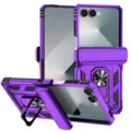 Robuuste paarse opklapbare telefoonhoes met ringstandaard en handige riemclip holster - Paars / Z Flip 7
