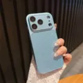 Glitter large camera window phone case for iPhone, stylish protective back cover. - Blue