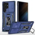 Funda robusta de protección para Samsung Galaxy S25 Ultra con deslizador de cámara y soporte. - S25FE / Azul marino