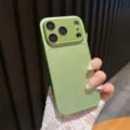 Green glitter phone case with large camera window for iPhone protection accessory detail - Green