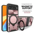 Rugged magnetic phone case for Google Pixel 9 Pro XL 5G with ring stand and rose gold finish. - Pixel 9A / Rose Gold