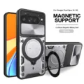 Magnetic military shockproof phone case with hidden stand for Google Pixel 9 Pro XL 5G. - Elegant Silver