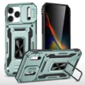 Durable rugged armor phone case with ring stand and camera cover for heavy protection. - iPhone 17 Pro Max / Sierra Green