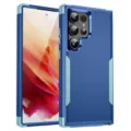 Vista detallada de la funda protectora robusta con doble protección y módulo de cámara. - Azul Real y Verde Grisáceo / S25Ultra