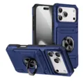 Ανθεκτική και στιβαρή θήκη τηλεφώνου για iPhone με βάση δακτυλίου και θήκη καρτών. - Μπλε / iPhone 17 Pro Max