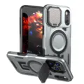 Funda de teléfono magnética con cubierta deslizante para cámara y soporte para iPhone - Diseño de cámara gris sólido