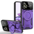 Funda protectora magnética resistente con soporte de anillo y protector de cámara Motorola - Púrpura