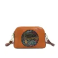 Vintage retro embossed leather crossbody bag for women, handmade wipe-color pillow shoulder bag. - Orange