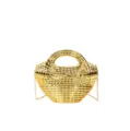 Gold shiny acrylic dumpling bag detail, stylish crossbody handbag with chain strap. - Yellow
