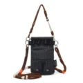 Korean style tactical grid crossbody phone bag outdoor sports casual single shoulder bag - Black