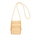 Borsa a tracolla da donna in pelle intrecciata elegante borsa telefono cellulare beige - Giallo