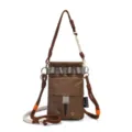 Korean style grid crossbody bag outdoor casual shoulder bag tactical mobile phone pouch - Brown