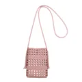 Borsa tracolla in pelle intrecciata rosa, elegante mini borsa a spalla da donna. - Rosa