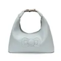 Light blue bow hobo shoulder bag for women, cute daily style handbag with metal buckle. - Blue