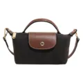 Mini bolso cruzado estilo dumpling con asa superior, bolso retro para mujer. - Negro