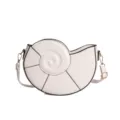 White conch shell shaped crossbody bag, cute PU leather single shoulder bag variant. - White