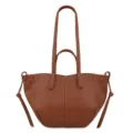 Brown women leather shoulder bag daily tote handbag pleated dumpling style casual purse - Brown