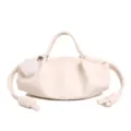 White napa leather handbag dumpling knot shoulder bag stylish minimalist women casual tote - White