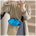 Blue acrylic crater clutch bag, stylish irregular hard box chain bag for women evening party. - One Size / Blue