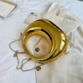 Stunning gold acrylic circle shoulder bag chic women luxury designer crossbody handbag - Gold Tone With Chain
