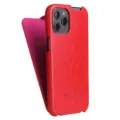 Rood lederen telefoonhoesje detail, vintage flipcover textuur, nauwkeurige uitsparing zacht. - iPhone 11 / Rood