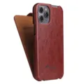 Retro leren flip telefoonhoesje met vintage textuur, nauwkeurige camera-uitsparing. - iPhone 11 / Bruin